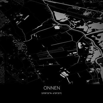 Zwart-witte landkaart van Onnen, Groningen. van Rezona