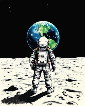 Astronaut kijkt naar de aarde 2 van MIROKKU