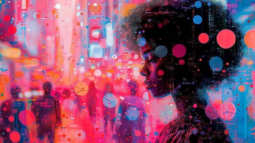 Portrait silhouette femme &amp;quot ; Urban Psychedelics &amp;quot ; par René van den Berg
