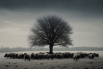 Tree with sheep by Artsy