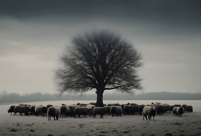 Baum mit Schafen von Artsy