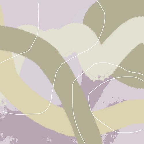 Abstracte pastelkunst in Wild Wonder kleuren in roze, paars en beige