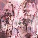 Modern abstract botanical art in pastel colors. Pink and brown flowers by Dina Dankers thumbnail