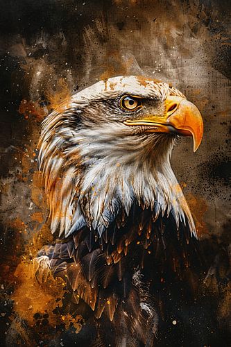 Dynamisch portret van adelaar in rustieke stijl