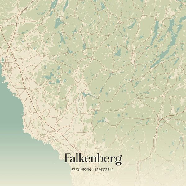 Vintage map of Falkenberg, Sweden. by Prints of Place