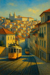 Fahrt mit der Goldenen Straßenbahn durch Lissabon