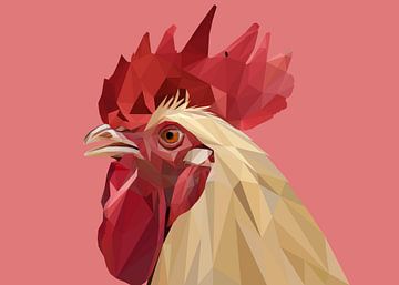 Rooster in Low Poly Pink Background by Yoga Art 15