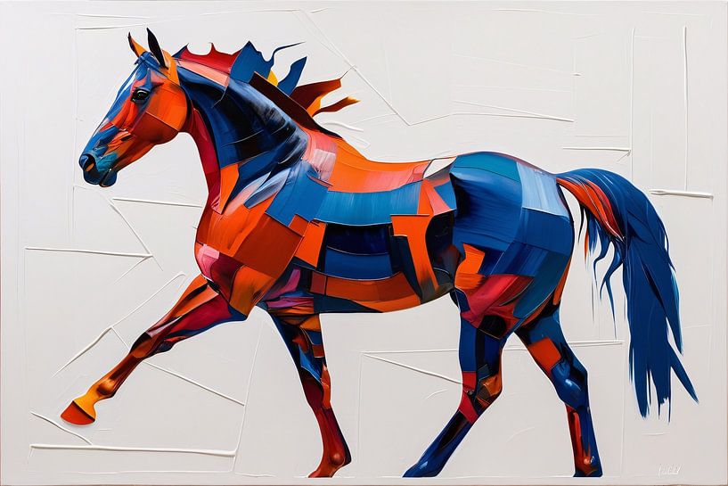 Buntes abstraktes Pferdekunstwerk von Art & Soul Creations