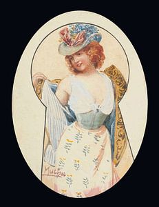 Thrue the keyhole von Alphonse Mucha