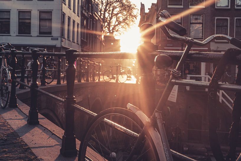 Zonsopkomst over de Utrechtse grachten van Bastiaan Veenstra