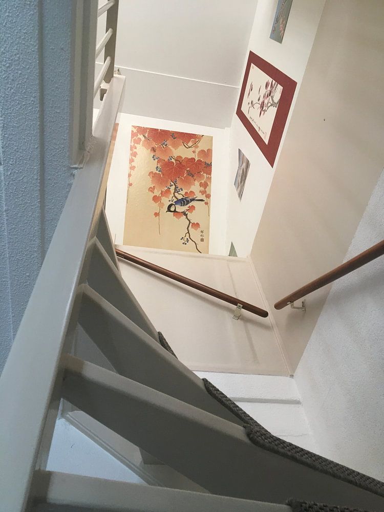 Mésange charbonnière sur une branche de paulownia, Ohara Koson 