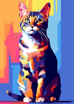 Chat Animal WPAP Pop Art Color Style sur Qreative