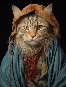 Katze in mittelalterlicher Kleidung