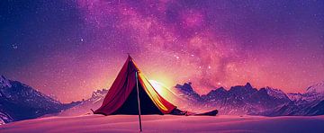Panorama Zelt mit einer Sternenlandschaft Illustration von Animaflora PicsStock