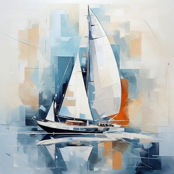 Zeilschip | Zeilschip abstract Zeilboten van De Mooiste Kunst