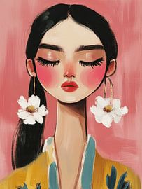 Porträt eines Mädchens in fröhlichen Farben von Carla Van Iersel