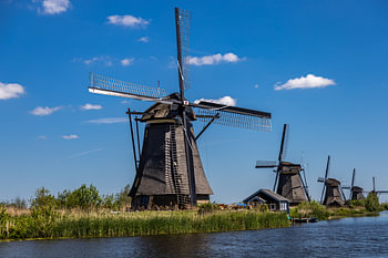 Five mills in a row in Kinderdijk
