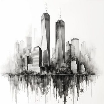 Twin Towers New York, modern, zwart-wit van TheXclusive Art