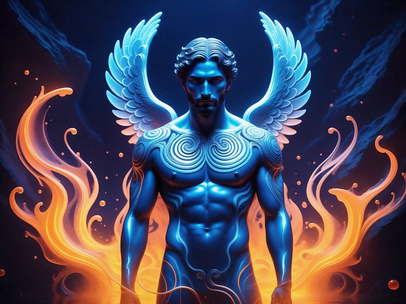 Männlicher Engel - Fantasy-Kunstwerk mit generativer KI-Technologie von Markus Gann