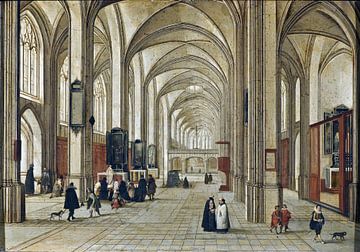 Peeter Neeffs (I), Interior of a Gothic church by candlelight, 1650 by Atelier Liesjes