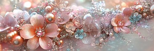 Bloemen en parels in sprankelend detail panorama