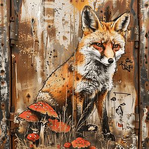 Fuchs Fliegenpilze Graffiti Metall Rost urban Lost Place Verfall