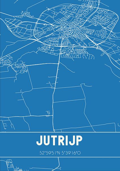 Blueprint | Map | Jutrijp (Fryslan) by Prints of Place