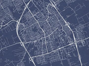 Kaart van Delft in Royaal Blauw van Map Art Studio