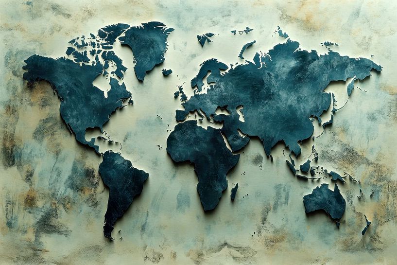 Oil painting of a world map, abstract, minimalism, green by BowiScapes abstract and digital art