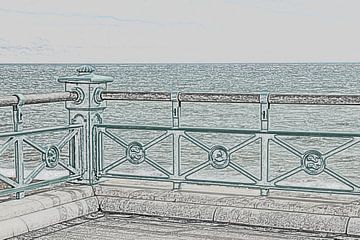Fence by the sea in Brighton - Drawing by Anouk Davidse