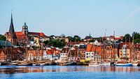 Traditioneel zeilschip in de haven van Flensburg