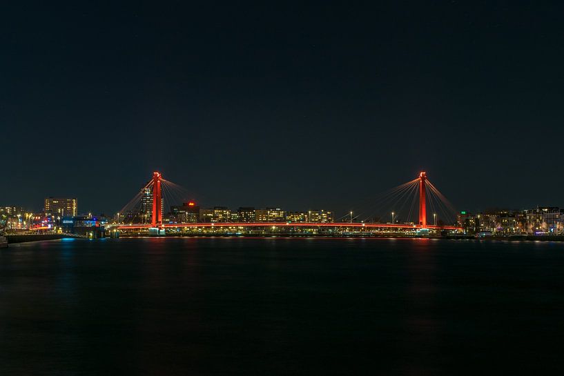Panorama of the Willemsbrug Rotterdam in the evening by Patrick Verhoef