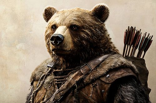 Realistische beer met boogschutterstijl