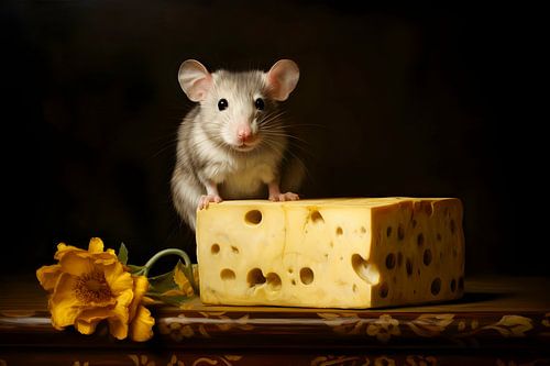 Nature morte Souris au fromage