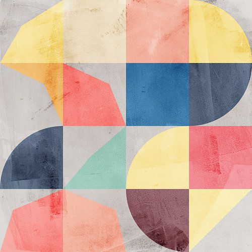 Abstracte geometrische kunst in retrostijl. Kleurrijke vormen III.