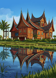 Het traditionele huis van West-Sumatra is de Rumah Gadang