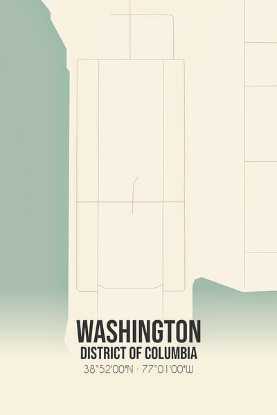 Carte ancienne de Washington (District de Columbia), Etats-Unis. par Affiches de lieux