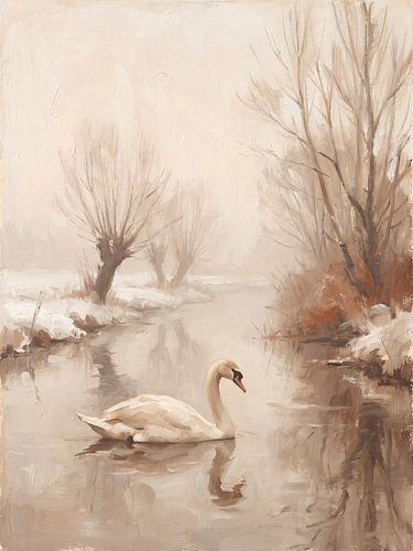 Zwaan op een winterse vaart – Winterstilte