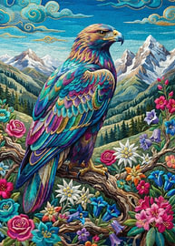 Majestic Eagle in Floral Haven by Runglavan Pleanphai