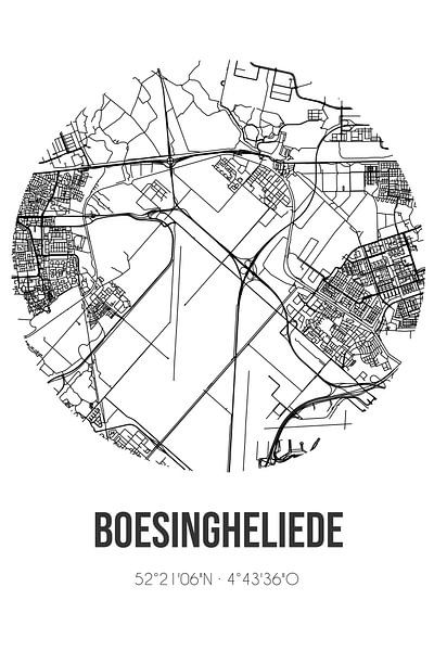 Boesingheliede (North-Holland) | Map | Black and White by Prints of Place