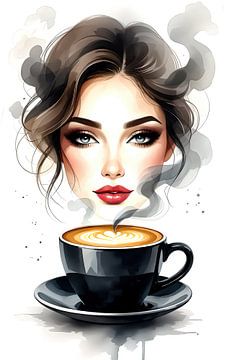woman with hot cup of Cappuccino animation by Egon Zitter