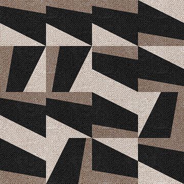 Textil-Leinen neutrale geometrische minimalistische Kunst in erdigen Farben III von Dina Dankers