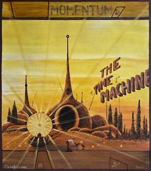 Momentum, The Time Machine in einer futuristischen, parkähnlichen Landschaft