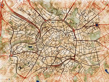 Kaart van Aachen in de stijl 'Serene Summer' van Maporia