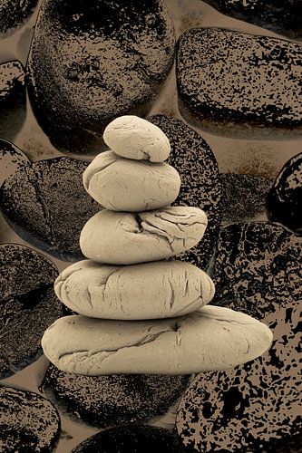 Pebble stones balanced with artistic background