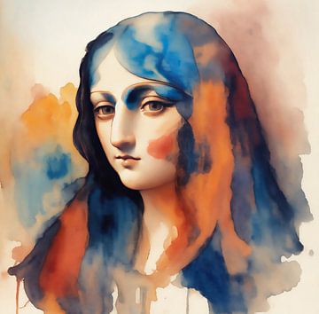 Mona Lisa as Watercolor portret van Brian Morgan