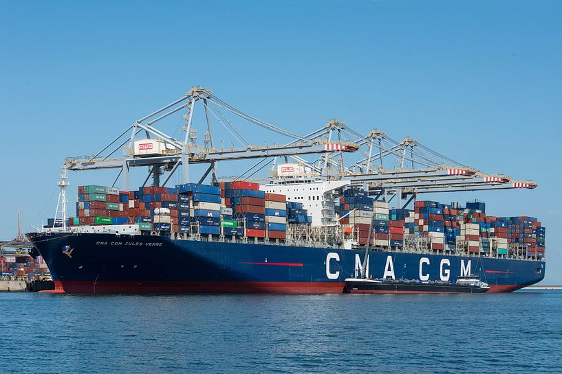 Jules Verne an Explorer class container ship in the port of Rotterdam by Elles Rijsdijk