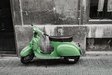 Vintage scooter parking at alley of old mediterranean town by Alex Winter