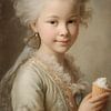 Barockes Mädchen mit Eiscreme - Alte Meister mit Humor von Peter Pen Zeichnungen und Gemälde