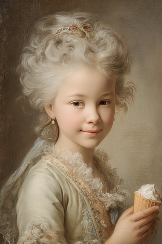 Baroque Girl with Ice Cream - Old Masters with humour